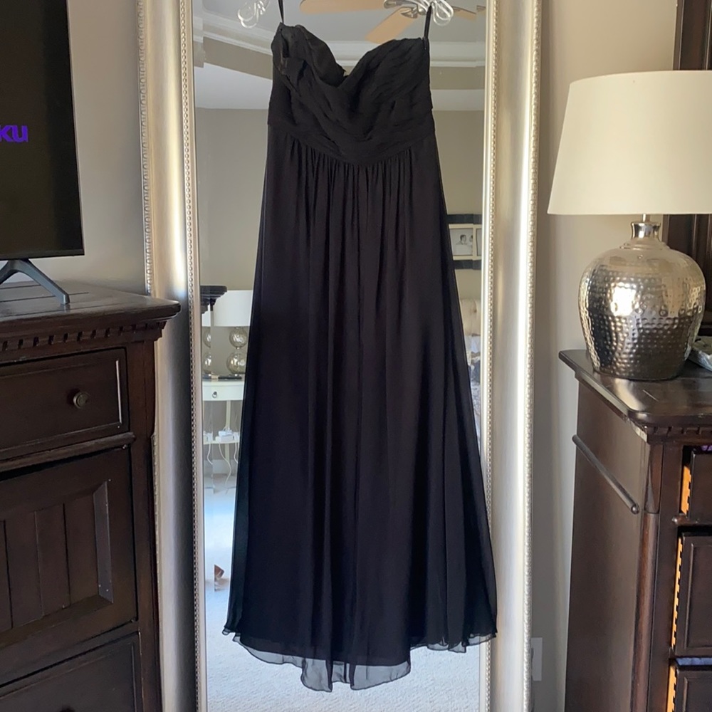 Ann Taylor Silk Georgette Shirred Strapless Gown